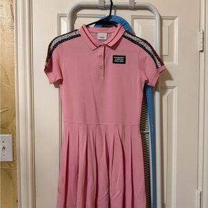 Burberry Kids Pink Polo Dress with Pleats